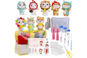 SUVSOON Needle Felting Kit for Beginners, Wool Felting Kits Includes 8 Pcs Animal Instructions Felting Pad Needle Felting Basic Tools, Complete Needle Felting Tools and Supplies