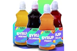 ‎BUBBLEMANIA BubbleMania Frucht Zerup zuckerfrei MIX 4 x 500 ml – Blauberre, Mango, Pfirsich, Wassermelone | Getränke Sirup für Popcorn, Bubble Tea, Eis & Kuchen