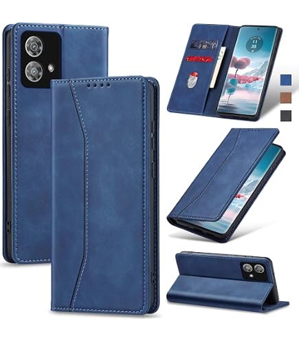 SONWO Cover per Moto Edge 40 Neo, Flip Caso in PU Pelle Case Cover Custodia con Slot per Schede e Supporto Stand per Moto Edge 40 Neo, Blu