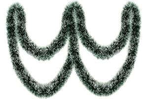 LOMIMOS Lameta choinkowa, szerokość 9 cm, girlanda bożonarodzeniowa na Boże Narodzenie, przyjęcie urodzinowe (ciemnozielona)
