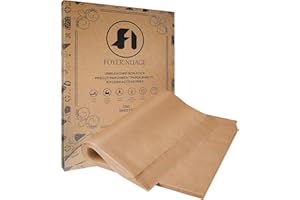 Foyer Nuage Papier Cuisson Prédécoupé Antiadhésif Naturel pour Four et Grill, Sulfurisé Non Blanchi 20X30cm, à Fromage, Pâtisserie, Pain, 200 Feuilles