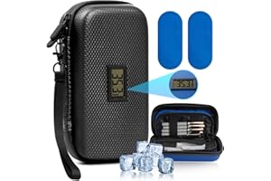 MOSKESON Insulin Cooler Travel Case with Temperature Display - Diabetic Travel Case Refrigerated Medicine Cooler Storage Bag with 2 TSA Approved Ice Pack for Daily and Trip (Black)