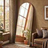 SONGMICS Full Length Mirror 160x50cm Curved Standing Mirror Aluminium Alloy Frame Tempered Glass Rounded Corner Bedroom Livin