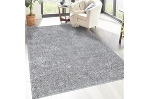 ‎CARPET CITY carpet city Shaggy Hochflor Teppich - 200x200 cm Quadratisch - Grau - Langflor Wohnzimmerteppich - Einfarbig Uni Modern - Flauschig-Weiche Teppiche Schlafzimmer Deko