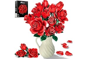 Rongmeiz Blumen Rosen Bauklötze-Set, 634 Teile Rosenstrauß Kunstblumen Botanische Sammlung Bausatz für Erwachsene Frauen Geschenk, DIY Rosen-Bauklötze-Strauß für Weihnachten & Valentinstag Wohnkultur
