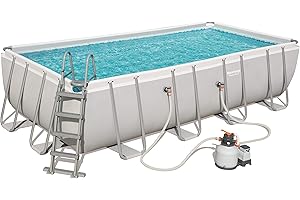Bestway Power Steel Rectangular Frame Pool Set, viereckig 549x274x122 cm Stahlrahmenpool-Set mit Sandfilteranlage + Zubehör, grau