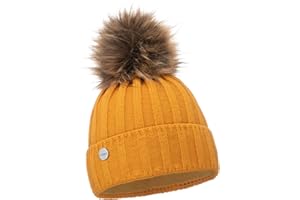 ELIMELI Kaszmirowa czapka damska, zimowa, ciepła czapka z dzianiny, wełniana czapka z kaszmirem, czapka zimowa ze sztucznym futrem, z pomponem typu Slouch, dzianina, damska czapka z pomponem na zimę,