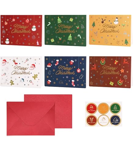 Jsdoin Weihnachtskarten-Set – 6 Motive Mit Umschlägen – 15 X 10 Cm