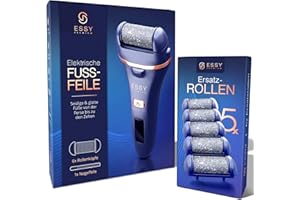Essy Lima Eléctrica Pies Durezas Exfoliante Callos para Pies Electrico Pedicura Lima Pies Durezas Recargable Profesional Pulidor de Callos Cuidado Talon con 5 Rodillos de Recambio (Azul)
