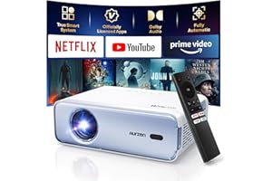 AURZEN Eazze D1 Videoprojecteur 4K Officielle-NetfIix, DoIby, Auto Focus/Keystone, HDR10, Mini Vidéoprojecteur WiFi Bluetooth Portable, Full HD 1080P Vidéo Projecteur, Zoom 50% HDMI/USB, Bleu