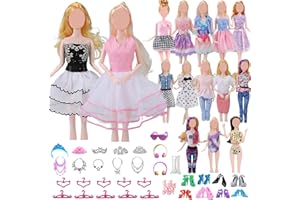 YITULOU 42 Pezzi Abbigliamento e Accessori Compatibile con Barbie Abbigliamento, Include 6 Abiti alla moda, 1 Giacca, 1 Costume da bagno per bambola da 11,5 Pollici durante le vacanze o il Natale