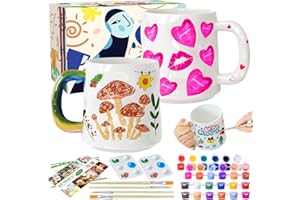Crifeton ceramica pittura set, tazze pittura set contiene tazze, pennello, colori e istruzioni per dipingere, set di pentole per casa, Bastelset adulti
