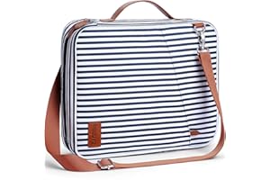 Heouvo Grande housse de bible pour femme, sac de transport à rayures avec bandoulière et poignée en cuir, sac biblique extra large, idéal pour les études bibliques et un usage quotidien, étui parfait