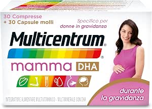 Multicentrum Mamma DHA, Integratore Alimentare Multivitaminico e  Multiminerale, Fonte di Vitamine che Forniscono Numerosi Benefici per le  Donne in Gravidanza, 30 Compresse + 30 Capsule Molli : Amazon.it: Salute e  cura della persona