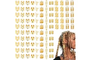 CELIODD 100 pezzi per capelli in oro dreadlock, gioielli per capelli dorati, 10 tipi, perline per capelli, in metallo, per dreadlock, per donne e festival