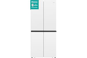 Hisense RQ563N4GW1 - Frigorífico Americano 4 puertas de Cristal, Total No Frost, Capacidad Neta 467 L, 1.81 Metros Alto, Blanco, Multi Air Flow, Cajón con control de Humedad, Silencioso