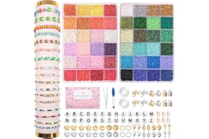 JHWELRG Selber Machen Perlen für armbänder Perlen Set 3mm,16200 Stück 48 Farbe Matte Glasperlen mit Buchstaben Perlen zum Auffädeln, Geschenkidee für Weihnachten Feiertage Geburtstage Belohnungen