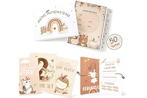 HYGGARTN 50 Meilensteinkarten Baby, Boho Stil Meilensteinkarte, Geschenkbox für Jungen & Mädchen, Meilenstein Karten Set als Geschenk zur Geburt & Babyparty, Geschenkidee zur Geburt, Taufe oder Babyparty