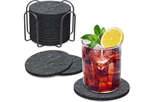 BOENFU Untersetzer Gläser Filz Untersetzer Rund 12er Set 10cm Bierdeckel Glasuntersetzer mit Halter für Getränke, Zuhause Restaurant Büro und Bar