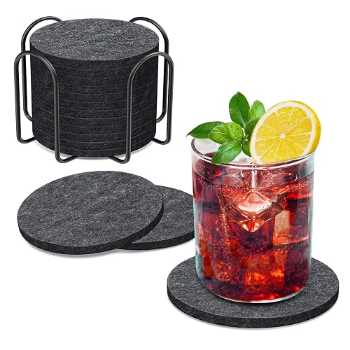 BOENFU Filz-Untersetzer rund, 12er-Set mit Halter