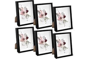 XAZTR 6 Pack Shadow Box Picture Frame, 5x7 Shadow Boxes Display Cases Wood Shadow Box Set for Dried Flowers, DIY Craft, Memorabilia, Medals, Photos, Wall Tabletop Display (5 x 7 Inch, Black)