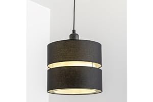 CGC Lighting 2 Two Tier Layer Shade 30cm Ceiling Pendant Table Lamp Bedside Bedroom Lounge Hallway Kitchen (Black)