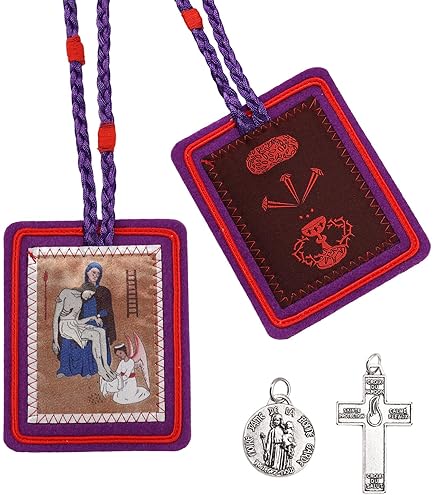 Le Scapulaire Violet Original De Marie-Julie Jahenny | Fabriqué En Laine | Œuvre D'art En Couleur | À Porter Ou à Exposer à La Maison | Scapulaire De Bénédiction Et De Protection