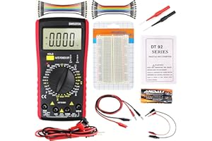 NEALMART Digital Multimeter AC DC Voltmeter Ohm Volt Amp Tester Continuity, Battery and Diode Multi Tester with Set of Test Leads, Breadboard,Jumper Wire,Ultra-fine Probes,Crocodile Clips