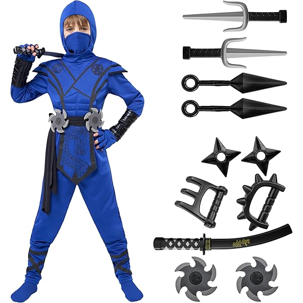 Blauw ninja kostuum voor jongens: Kinderkostuums,en goedkope
