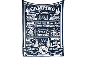 INNObeta Camping Gifts for Women or Men Lovers Throw, Flannel Fleece Blanket, Happy Campers Decor Outdoor, RV Campsite Travel Hiking 50" x 65" - Camping Rules