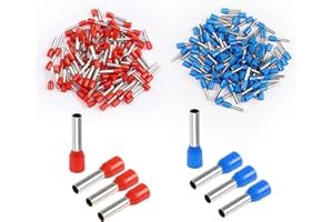 YAODHAOD Cosses a Sertir 200 Embouts de Fil, Cosse 0,5 mm2 à 16 mm2，Embout de Cablage 100 Bleu + 100 Rouge, Fiche Isolante Sertie, pour Manchon de Câble, pour Connexion de Clip de Sécurité(E16-18 | 16mm²)