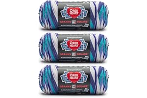 Red Heart All in One Granny Square Soft White - Amethyst Yarn - 3 Pack of 250g/8.8oz - 100% Acrylic - #4 Worsted (Medium) - 381m/417Yards - for Knitting, Crochet and Amigurumi