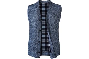 Yukirtiq Gilet Uomo a Maglia Caldo Casual Senza Maniche Gilet in Pile All'aperto Cardigan Maglione Smanicata Uomo con Bottone