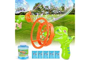 Aooess Gifts for 3-8 Year Old Kids: Dinosaur Bubble Gun Toys for Boys Girls Age 3 4 5 6 7 8 Birthday Bubble Blower Presents Bubble Machine for Toddlers Outdoor Bubble Maker Toys for Kids (Green)