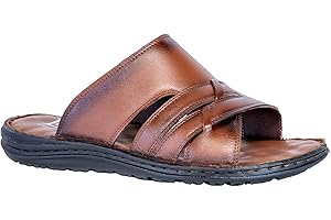 Lusco Sandals Mens Open Toe Full leather Comfort Indoor and Outdoor Summer Sliders T2