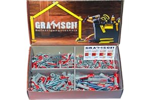 BEFESTIGUNGSTECHNIK GRAMSCH Fischer Duopower Sortiment !!!500 TEILIG!!! 5x25 6x30 8x40 10x50 mm DÜBEL + SCHRAUBEN + BITS