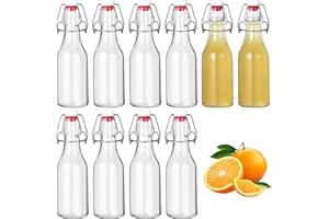 DUBUOZA 10 Botellas Cristal 250 ml con Tapón Hermético,bouteille en Verre,Adecuado para almacenar cerveza, aceite de oliva, vinagre, jugo, jarabe