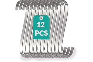 ‎PRAKNU Praknu 12 Kleine S Haken Edelstahl Flach 8cm - bis 25kg Belastbar - Rostfreie S-Haken zum Aufhängen