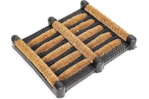 ANRO Wycieraczka kokosowa z gumowanym spodem, do wewnątrz i na zewnątrz, 30 x 35 cm, z listwą boczną, mata kokosowa, gumowa wycieraczka pod drzwi