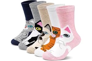 ZFSOCK Dziewczęce skarpetki nowość zwierzęcy wzór bawełniane skarpetki dla dzieci funky skarpetki urocze skarpetki do kostki, 2-11 lat, 5 par