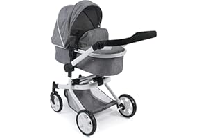 Bayer Chic 2000 - Cochecito de muñecas Mika, 2 en 1 para niños de 4 a 8 años, Vaqueros Grises