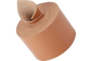 GORGECRAFT 50 mm Rotolo di Cinturino In Pelle Abbronzato Opaco Lungo 2 m Strisce di Cordoncino Piatto In Pelle, Cintura Avvolgente su Un Lato, Finta Corda, Forniture In Pelle per Artigianato