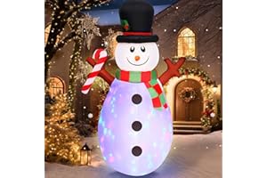 Danxilu 150cm Gonfiabili Natalizi Pupazzo di Neve Gonfiabile con Luci a LED Rotanti Colorate Decorazioni, Gonfiabili Natale per Esterni per Feste di Festa Giardino con Prato al Coperto