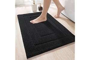 DEXI Antypoślizgowy, miękki dywanik łazienkowy, pochłaniający wodę, mata łazienkowa można prać w pralce, pod prysznic, wannę i toaletę, kolor czarny, 60 x 110 cm