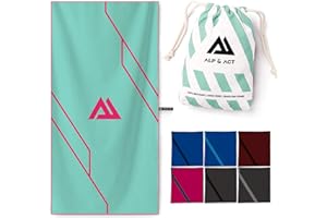 ALP & ACT Toalla de Microfibra para Deporte y Fitness - 100% reciclada – Extra COMPACTA y Absorbente – Ideal para Gimnasio, Yoga o Sauna – Toalla Deportivo de Secado rápido - Turquesa, 140x70