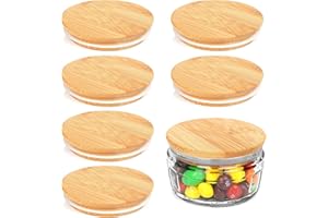 Bamboo Lids for Gü Pots, ANOTION Bamboo Lid Compatible with Gu Puds Cheesecake Jars, Reusable Airtight Glass Storage Can Lids for Gu Pot, 6 Packs