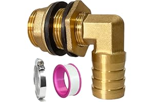 BEKINDPRO Regentonnendurchführung 3/4" IG 1" AG + Schlauchtülle 25mm, Tankdurchführung mit Tülle Messing Tankverschraubung Faßverschraubung mit 2 Dichtungen für Regenfass, Wassertanks, Zisternen