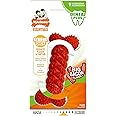 Nylabone Strong Natural Rubber Braided Bone Dental Dog Chew Toy, Bacon Flavour, Medium, for Dogs up to 16kg,Red