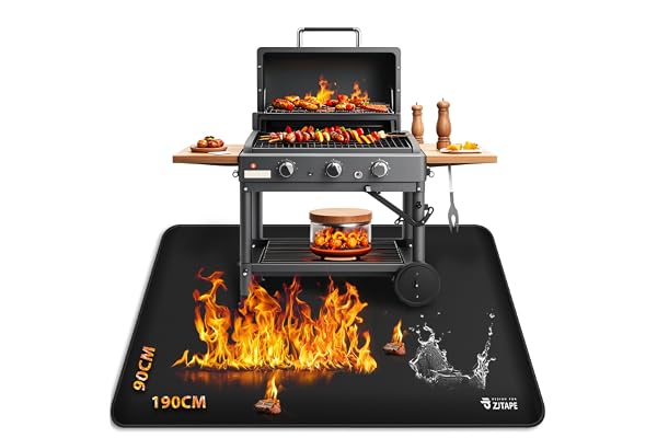 Brandsäkert underlag grillmatta - 190×90cm, vikbart värmebeständig, Floor Protection, silikonglasfiber, vattentät oljesäker, grillmatta av silikonglasfiber för eldstad, golv, eldstäder och gräsmatta