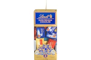 Lindt - Napolitan SWISS PREMIUM CHOCOLATE Box - Asortyment Minis czekoladek mlecznych, mleczno-orzechowych, białych i odpryski Nugat, Czarne i Lindor Mleko, 500g